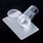 Pure Clear Jelly Silikoonist Nail Art Stamper kaabits koos korgiga l&auml;bipaistva k&uuml;&uuml;nte templi tembeldamist&ouml;&ouml;riistaga