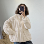 S&uuml;gistalvine naiste &uuml;lisuur puhvis jope l&uuml;hike valge pardi sulemantel kapuutsiga soojad parkid One Size