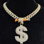 Meeste naiste hiphop dollari ja relva kujuga ripats kaelakee 13 mm kuuba ketiga Hiphop originaalsus kaelakeed Mood v&otilde;lu Ehted 24inch(60cm) kuld