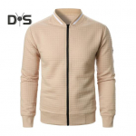 Meeste jakk s&uuml;gis-talv &uuml;hev&auml;rviline vahvlilise tekstuuriga dressipluusjakk taskutega, lukuga kinnitus, vabaaja &uuml;leriided, sportlik riietus M valge