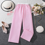 T&uuml;drukute riided 8-12-aastastele t&uuml;drukutele, populaarsed vabaaja triibulised p&uuml;ksid, laiad p&uuml;ksid lastele 9Y roosa