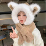 1TK Fox m&uuml;tsisall &uuml;hes t&uuml;kis naiste talvine kapuutsiga sall, armas k&otilde;rvakaitse, rattak&uuml;lma m&uuml;ts, soe ja tuulekindel roosa