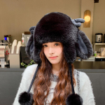 Naiste s&uuml;gistalvine soe paks k&otilde;rvakaitse m&uuml;ts k&uuml;lm pl&uuml;&uuml;s samet &otilde;ues sarved Kootud pommim&uuml;tsike armsad lei feng m&uuml;tsid One Size valge