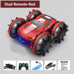 2024. aasta uus 2-&uuml;hes RC-auto m&auml;nguasja veepaak 2.4G kaugjuhtimispult veekindel trikiauto 4wd s&otilde;iduk amfiibne autom&auml;nguasi lastele poistele t&uuml;drukutele kingitused Handle remote control punane