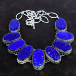 Lapis Lazuli v&auml;&auml;riskivi kaelakee Vintage ehted 925 Sterling h&otilde;be kaelakee Reguleeritava ketiga kaelakee K&auml;sitsi valmistatud Boho ehted Aastap&auml;eva kingitus