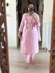 India disaineri top tuunika kurta p&uuml;ksid dupattaga komplekt naistele Bollywoodi kurti peokleit M roosa