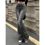Punk Streetwear Laiad teksap&uuml;ksid Vintage Laiad altotsaga teksap&uuml;ksid K&otilde;rge v&ouml;&ouml;koht Naiste Kitsad Bootcut Denimip&uuml;ksid Suurused XS black