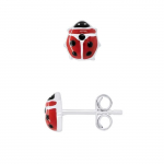 LEA &; ARTHUR - Laste k&otilde;rvar&otilde;ngad "RED LADYBUG" motiividega 925 Sterling Silver, roodiumiga kaetud ja; PUNANE email - jalutusk&auml;ru s&uuml;steem