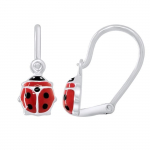 LEA &; ARTHUR &ndash; laste k&otilde;rvar&otilde;ngad "COCCINELLE" mustriga 925 Sterling Silver, roodiumiga kaetud ja; PUNANE email - Brisure System