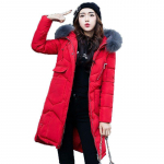 Naiste talveudu puuvillased pargid jakk mantel Pika kapuutsiga karvakrae &otilde;huke lukuga tasku soe &uuml;hev&auml;rviline XL hall v&auml;rv