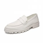 Moodne Trendikas meeste minimalistlik disainistiil Vabaaja Mokassiin kingad Klassikaline must ja valge S&otilde;itmiseks v&auml;ljas peoks ja pulmadeks meeste kingad 38 valge