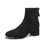 Poolsaapad naistele Kevad-s&uuml;gis hallid mustad naiste kingad Tursked keskmise kontsaga seemisnahast l&uuml;hikesed Botas kandilised varbad, taga lukuga Botines 35 must