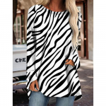 Moedisain Naiste Triibuline Leopardi T-s&auml;rk Naistele T&uuml;drukutele Peori Riietus Vabaaja S&uuml;gis Talv Pikk T-s&auml;rk Topid S