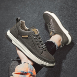 Moodsad nahast kingad meestele 2024 S&uuml;gis Korterid Mustad Jalatsid Br&auml;nd Valge Tenis Masculino Kontori T&ouml;&ouml;kingad Zapatos Casuales 39 gray