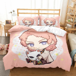 Demon Slayer voodipesukomplekt 3D Jaapani anime Laste kingitus Tekikott Tekk Voodipesu Kodutekstiilid Kuninganna Kuningas &Uuml;he suurusega 70x133cm 2pcs beige