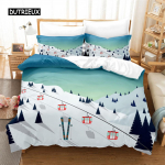Suusatamise voodipesukomplekt Tekikoti komplekt 3D voodipesu Digitaalne tr&uuml;kk Voodipesu Kuninganna suurusega voodipesukomplekt Moodne disain EU single(135x200cm)