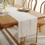 Salveiroheline puuvillane linane lauajooks talumaja Makraame laudlina s&ouml;&ouml;gilaua kaunistamiseks pulmapeo ja riiete kaunistamiseks 33x160cm roheline
