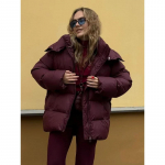 Moodsad &uuml;hev&auml;rvilised soojad pikkade varrukatega tepitud mantel Elegantne t&otilde;mblukuga kapuutsiga puuvillane jakk Uued talvised naiste sulemantlid L veinipunane v&auml;rv