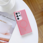 Luksuslik juhtmevaba laadimise Magsafe &uuml;mbris Samsung S25 S23 Ultra S22 S24 Plus S21 S20 FE jaoks Magnetiline p&otilde;rutuskindel k&otilde;va tagakaas p&otilde;rkeraamiga Samsung S21 5G