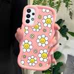 V&auml;rvitud mustriga Big Wave Edge pehmest silikoonmaterjalist Macaron telefoni&uuml;mbris, p&otilde;rutuskindel kaitsev kummist korpus Samsung Xiaomi Poco Redmi jaoks Samsung A54 5G valge