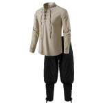 2 tk. Meeste keskaegne r&uuml;&uuml;tlikost&uuml;&uuml;mide komplekt Renaissance Cosplay piraats&auml;rgid pahkluudega p&uuml;ksid Halloweeni puuvillase lina jaoks M