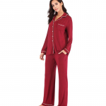 Naiste kevadsuvise uue modaalse pidžaama koduriiete komplekt Senior Sense pidžaamadest pikkade varrukatega pidžaama kaheosaline komplekt S punane