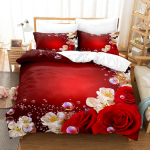 Tekikottide komplekt Red Roses, Queen-size King-suurusega 3D-voodipesukomplektid, lilledega padjap&uuml;&uuml;r, tekk voodipesu, &uuml;heinimesevoodi 220x240 200x200 EU Sing 135x200cm&Duvet Cover