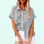 Suurusepluss Naiste Mood Lillemustriga T-s&auml;rk Suve- ja S&uuml;gisperioodiks Vabaaja Linane Top Naiste Lahtised N&ouml;&ouml;bitavad L&uuml;hikeste Varrukatega Pluusid S valge