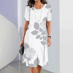 Kleit Mood Naine Suvi Valge Tr&uuml;kiga O-kaelusega L&uuml;hikeste varrukatega Suvekleidid Vabaaja Vestidos Lahtine Maksikleit Elegantne Naistele 5XL