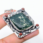Moss Agate, Sunstone 925 Sterling Silver Jewelry Pendant 2.29 n9c87