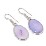 Natural Agate Geode Slice 925 Sterling Silver Jewelry Earring 1.58 l9w37