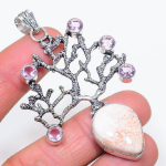 Scolecite, Kunzite Handmade 925 Sterling Silver Jewelry Pendant 2.99 k7z38