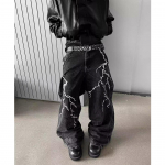 Unisex Retro Piksekirjaga teksap&uuml;ksid - High Street Hip Hop L&otilde;tv l&otilde;ige S must