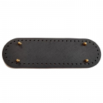 8x26 heegeldatud kott: K&auml;sitsi valmistatud villane ovaalne k&auml;ekott nahast p&otilde;hjaplaadiga