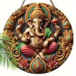 Puidust klassikaline Ganesha dekoratiivne seinatahvel &ndash; mitmeotstarbeline rippuv silt uksele, seinale, kodule, toale, talumajale, t&auml;navale, kauplusele, garaažile, baarile, aiale