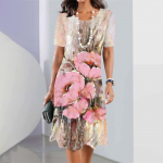 2024. aasta uued kevadised naistekleidid Lilletr&uuml;kiga Elegantsed vabaaja kleidid l&uuml;hikeste varrukatega Moodsad &uuml;lisuured naistekleidid S