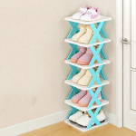 6 Tiers Removable Stackable Shoe Rack Shoes Storage Organizer Space-Saving Shoes Shelf Plastic Shoes Cabinets Box for Entry Door