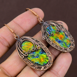 Abalone Shell Handmade Copper Wire Wrap Jewelry Earring 2.64 r9i35