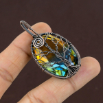 Bi Color Tourmaline Handmade Copper Wire Wrap Jewely Pendant 2.2 v3c64