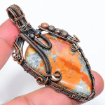 Malinga Jasper Handmade Copper Wire Wrap Jewelry Pendant 2.96 b0g29