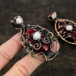 Red Labradorite, Moonstone Copper Wire Wrap Jewelry Pendant 2.88 f6e22