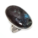 Natural Larvikite Gemstone Handmade 925 Sterling Silver Jewelry Ring Size 7 f5k21