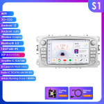 HIZPO Fordi/Focusi/S-Maxi/Mondeo 9/GalaxyC-Maxi jaoks Autoraadio Multimeedia Video M&auml;ngija Navigatsioon GPS Intelligentne Android 13 ILMA DVD-ta 2din 2 din 2.5D USB S S1 8Core 3G 32G