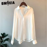 GMXIA naistemood vabaaja &uuml;hev&auml;rvilise tr&uuml;kiga pikkade varrukatega POLO kaelusega pluusid ja s&auml;rgid S valge