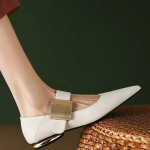 Kevad- ja s&uuml;gismoe naiste madala kontsaga Mary Jane kingad, elegantsed naiste metallkaunistusega terava ninaga madala l&otilde;ikega &uuml;hekordsed kingad 34