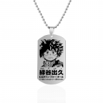 Anime &uuml;mbrus My Hero Academia tegelaskuju tutvustus roostevabast terasest kaelakee koerasildi ripats meeste kaelakee