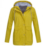 Naiste Solid Rain Outdoor Plus Size kapuutsiga vihmamantel Tuulekindel jope XXL kollane