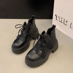 Deep Street super hot thick-soled black boots 2025 new women spring and autumn single boots high-grade n style explosive boots 35 matt must v&auml;rv
