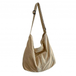 Suure mahutavusega &otilde;lakott, crossbody kott, moekas velvetist k&auml;ekott naistele - laos beež