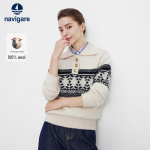 Navigare Women's Loose-fit Jacquard Knit Sweater L